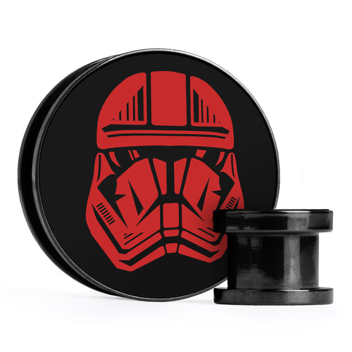 Sith Trooper, Black & Red Inlay Screwback Black Steel Ear Stretching Plug