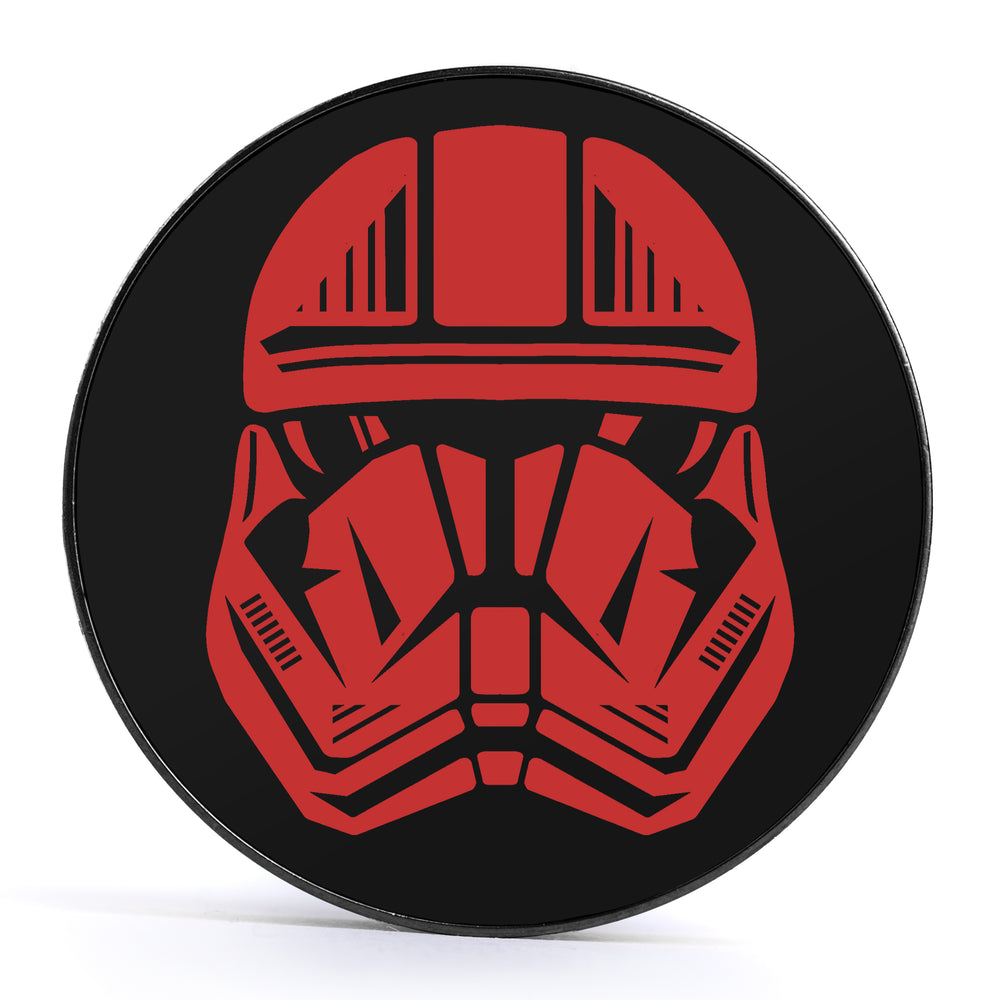 Sith Trooper, Black & Red Inlay Screwback Black Steel Ear Stretching Plug - Lasered To Order In House At Custom Plugs HQ