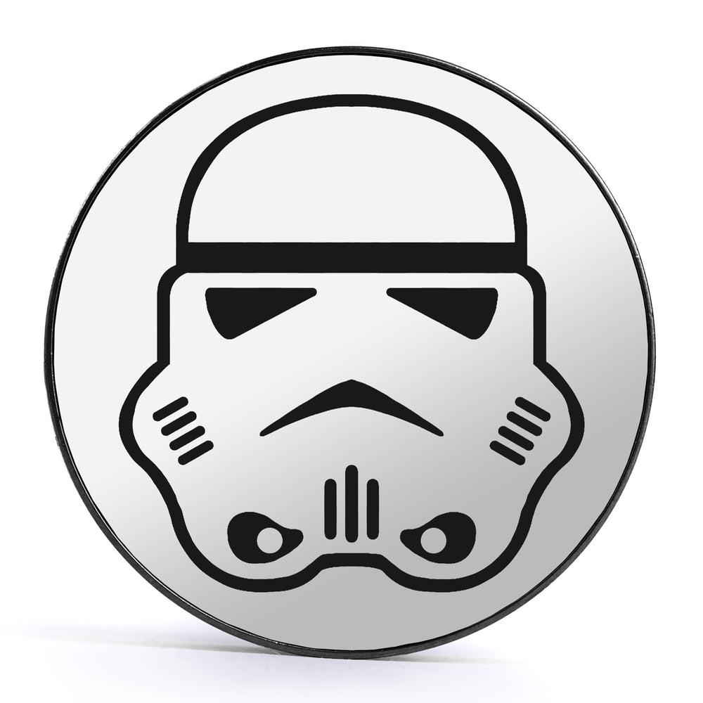 Storm Trooper, White & Black Inlay Screwback Black Steel Ear Stretching Plug - Lasered To Order In House At Custom Plugs HQ