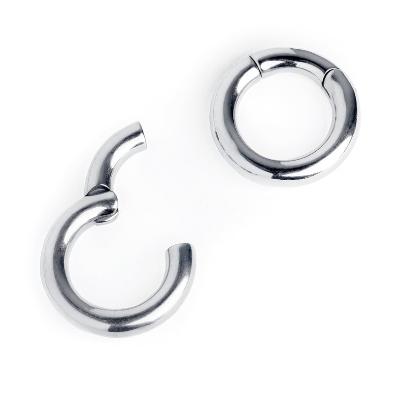 Poids d'oreille circulaires en acier argenté - Paire
