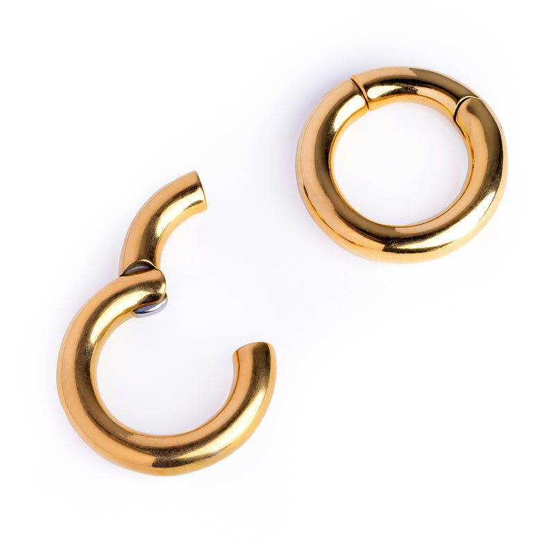Poids d'oreille circulaires en acier doré - Paire