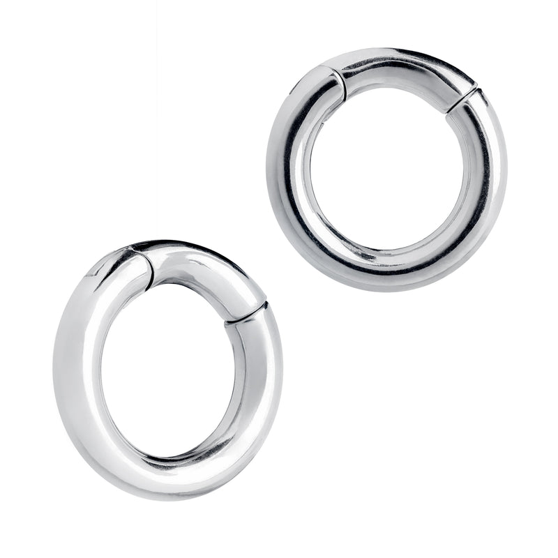 Poids d'oreille circulaires en acier argenté - Paire