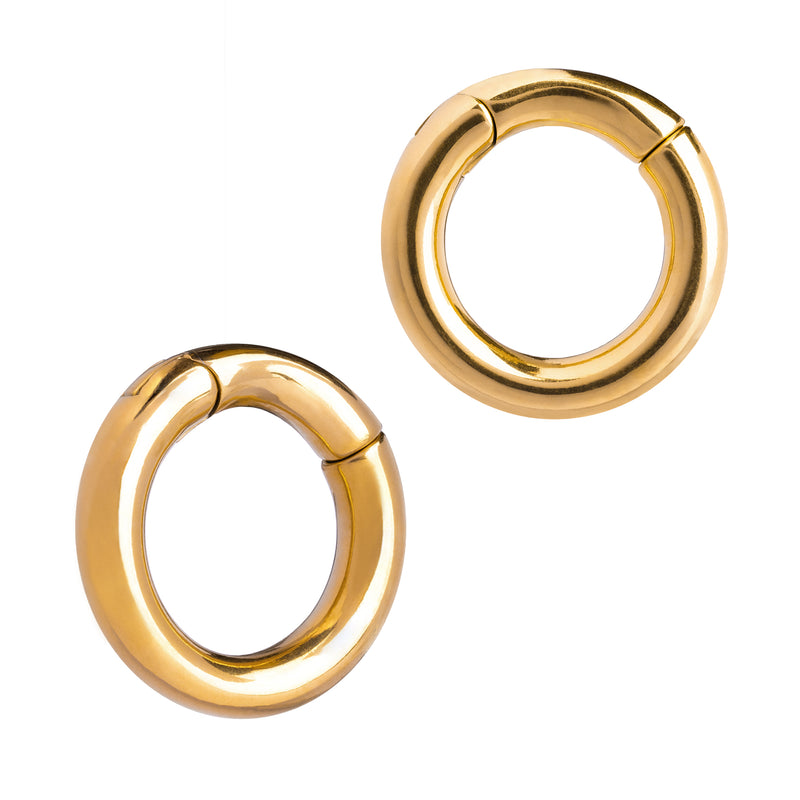 Poids d'oreille circulaires en acier doré - Paire