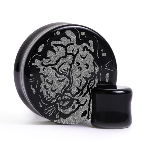 Gi-Hun Nummer - Squid Game Plug / Messgerät - Schwarzes Glas | Flach Gesichts-Doppel-Flare