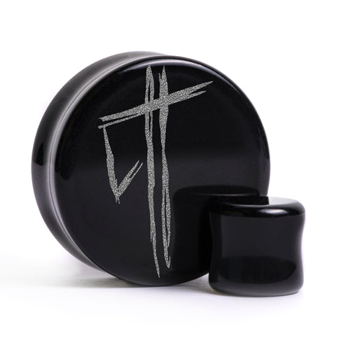 TLOU Hunters Plug / Gauge - Black Glass | Flat Faced Double Flare