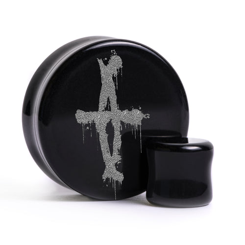 TLOU Seraphites Plug / Gauge - Black Glass | Flat Faced Double Flare