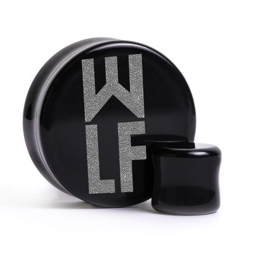 TLOU WLF Emblem Plug / Gauge - Black Glass | Flat Faced Double Flare
