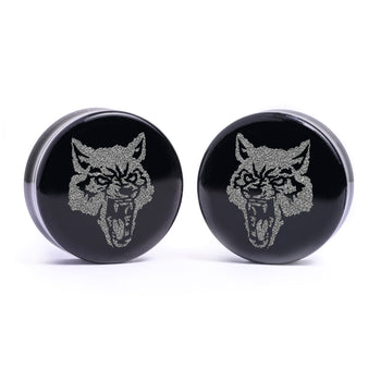 TLOU WLF Head Plug / Gauge - Black Glass | Flat Faced Double Flare
