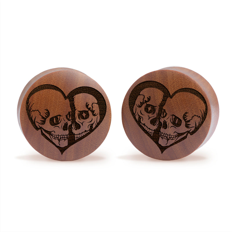 Plug / Gauge Squelette Till Death - Bois de Saba | Convexe double évasé