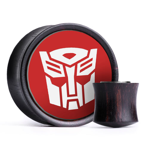 Transformers Autobots Plug / Messgerät - Weiß & Rot Einlage Ebenholz | Konvexes Doppelflare-Paar