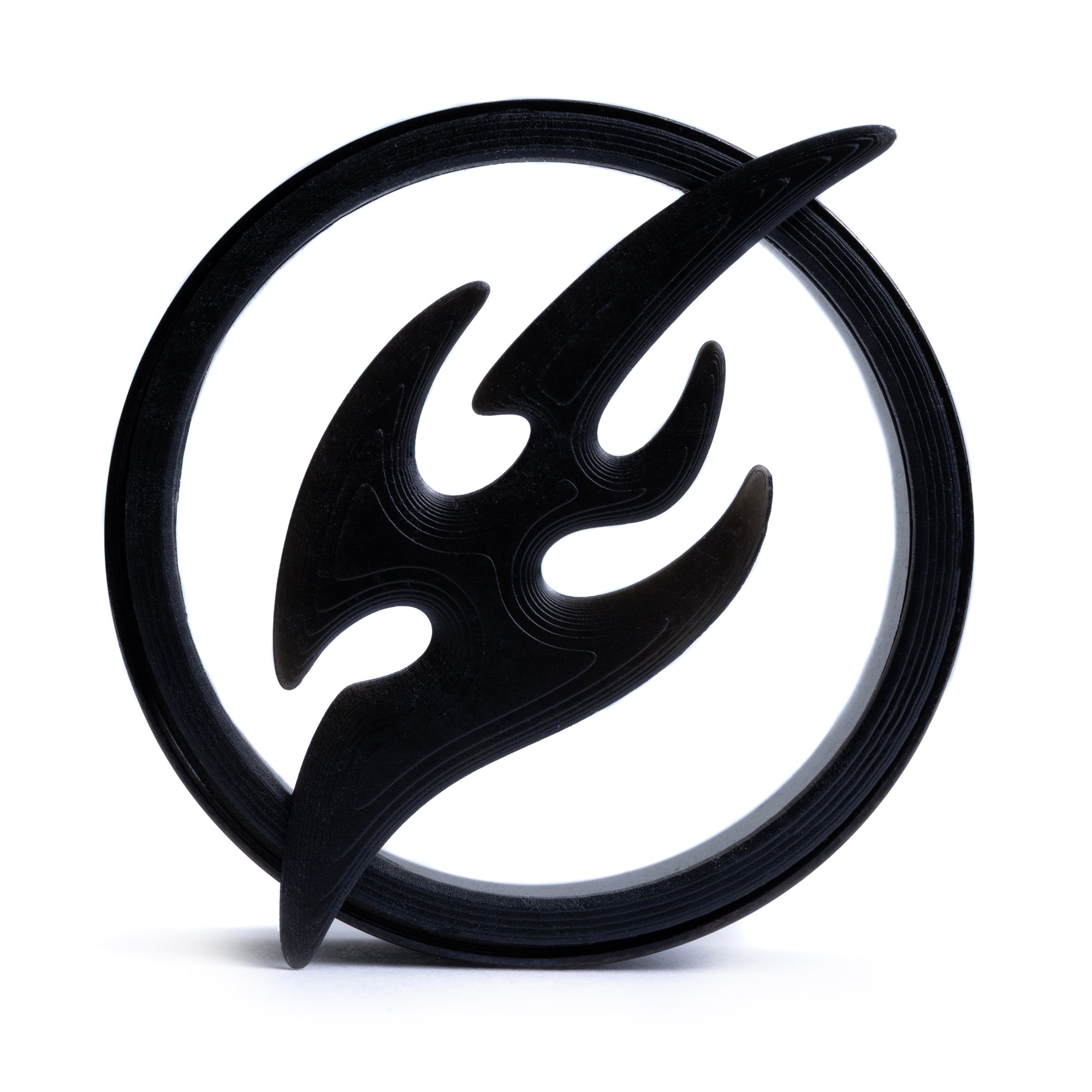 Tribal Flame 3D Black Steel Double Flare Screwback / Tunnel / Gauge