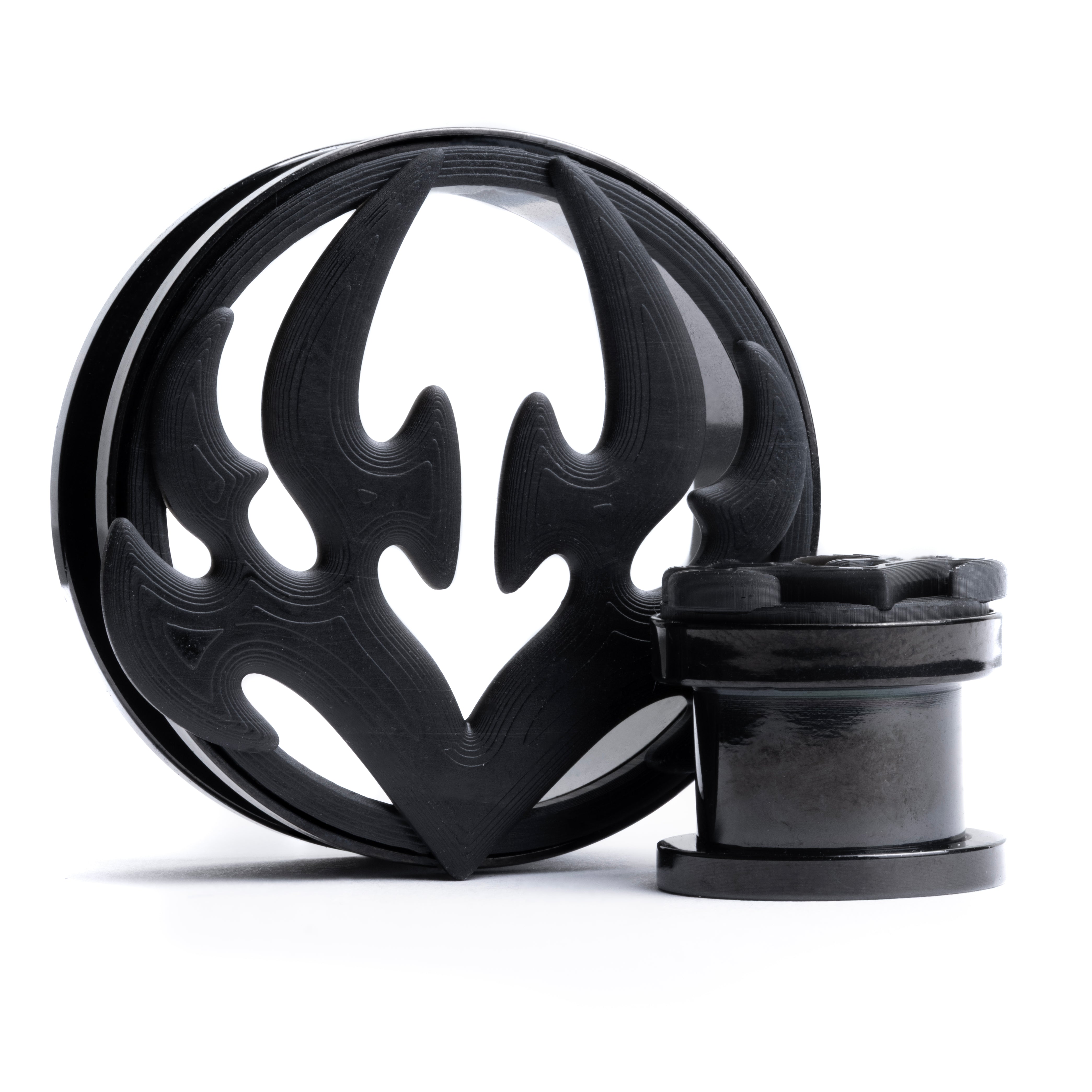 Tribal Heart 3D Black Steel Double Flare Screwback / Tunnel / Gauge