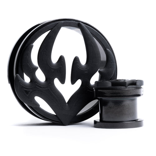 Tribal Heart 3D Black Steel Double Flare Screwback / Tunnel / Gauge