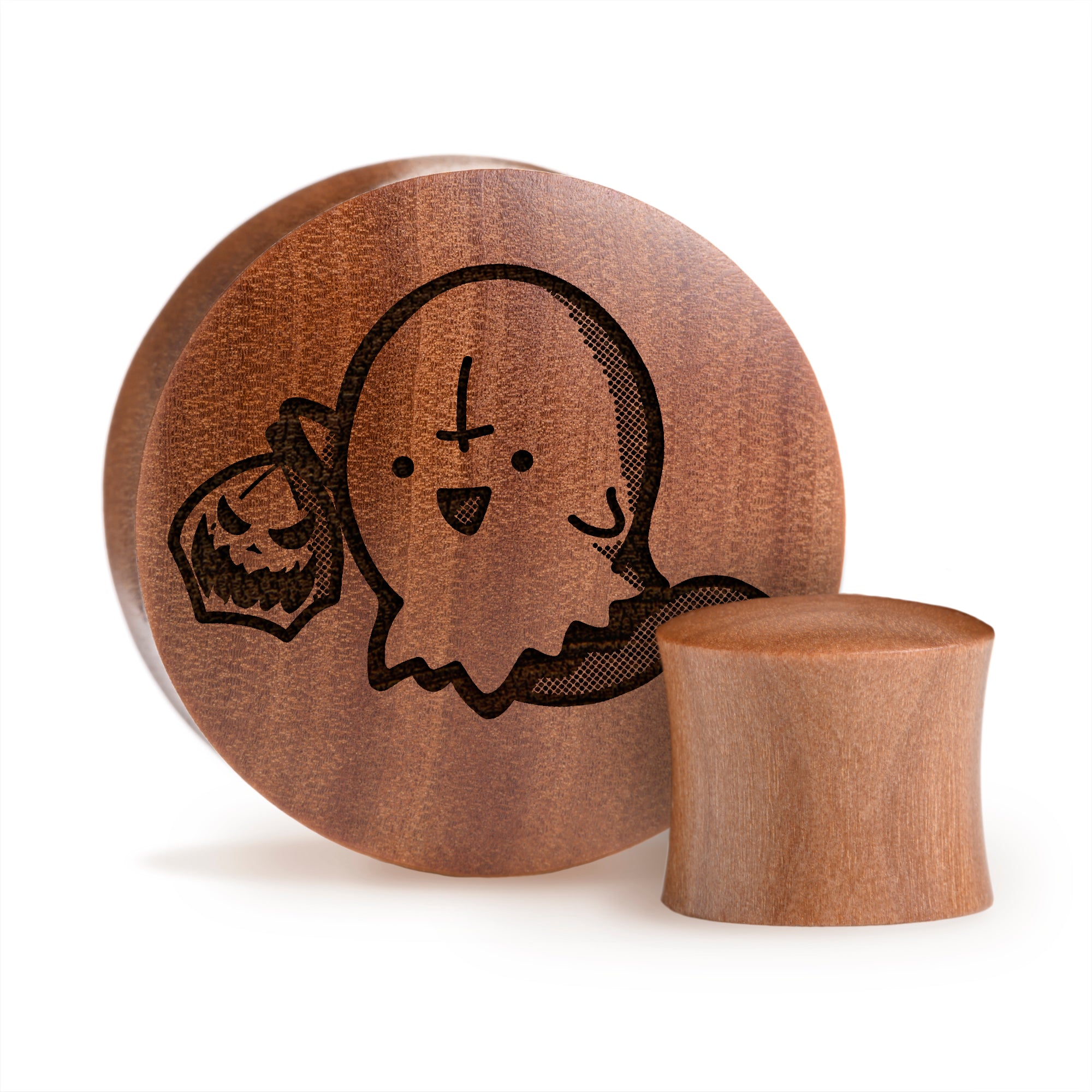 Trick Or Treat Ghost Halloween Plug / Gauge - Saba Wood | Convex Double Flare