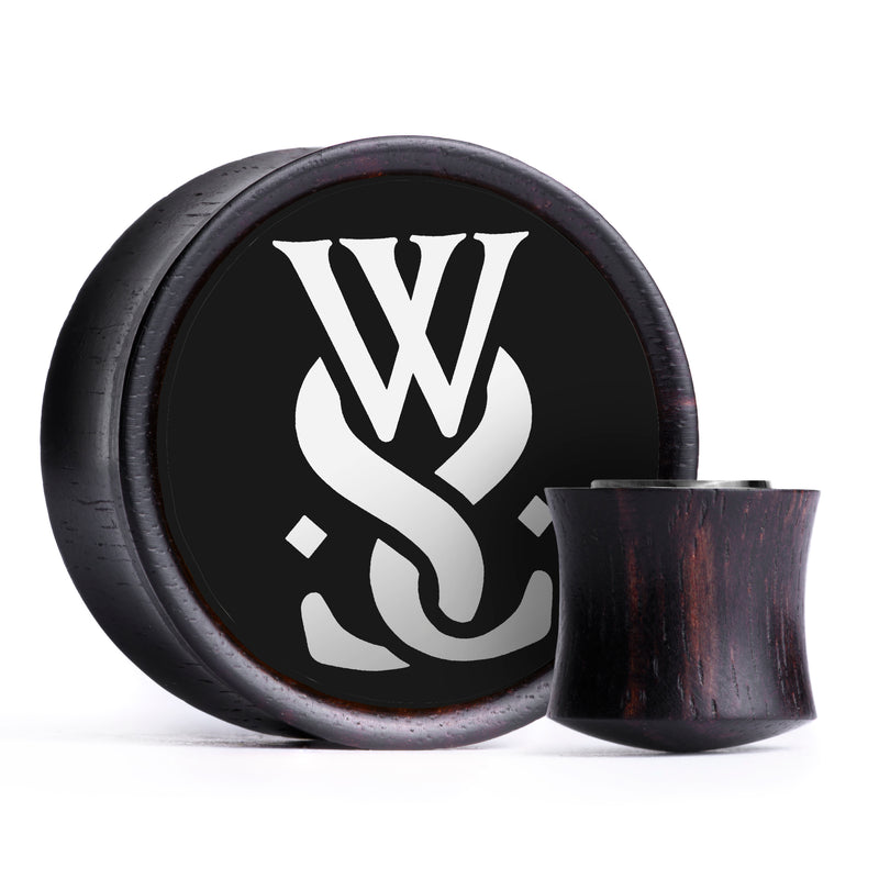 WSS Emblem Plug / Gauge - Bois d’ébène avec incrustation noir et blanc | Double évasement convexe