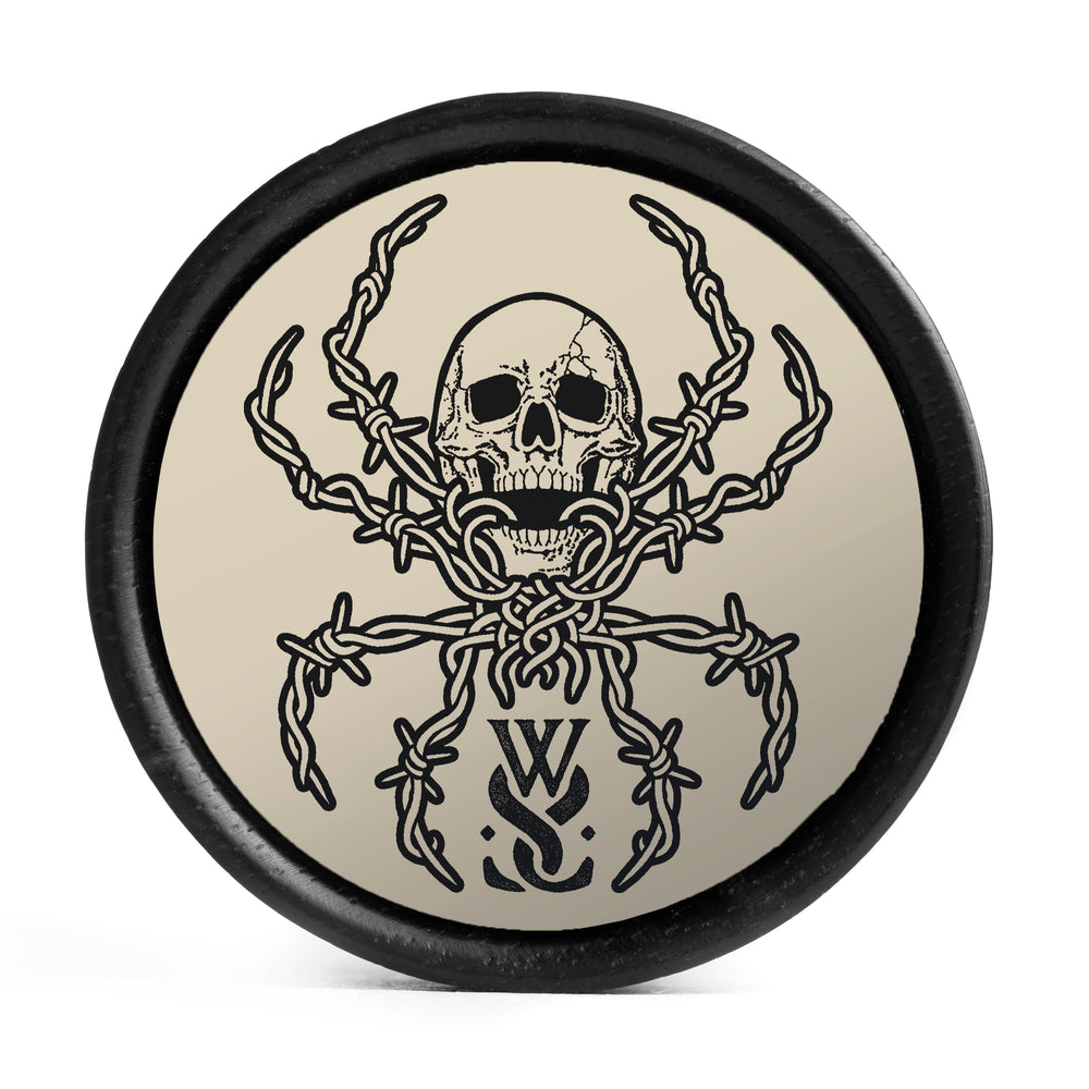 WSS Social Skull Plug / Gauge - Ivory & Black Inlay Ebony Wood | Convex Double Flare - Lasered To Order In House At Custom Plugs HQ