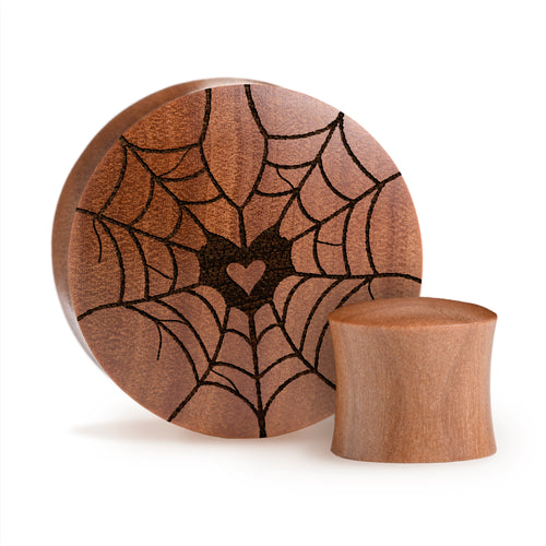 Web Heart Plug / Gauge - Saba Wood | Convex Double Flare