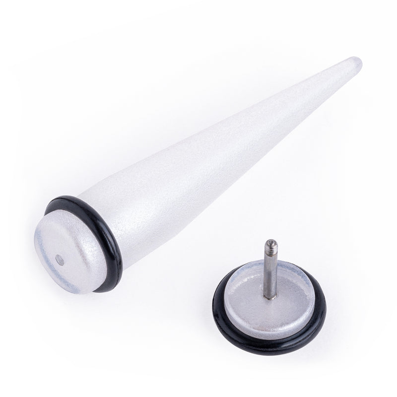 Faux Taper / Plug / Gauge blanc transparent
