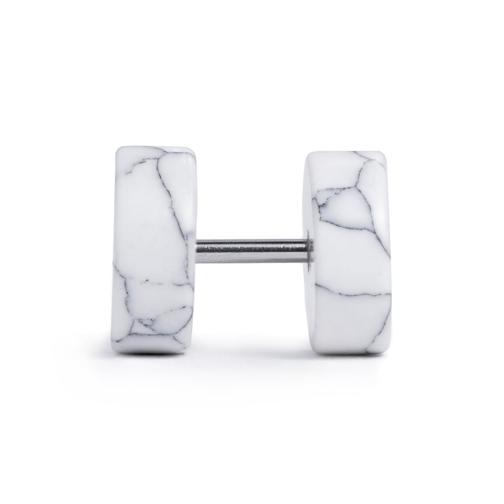 White Howlite Fake Plug / Gauge – Custom Plugs