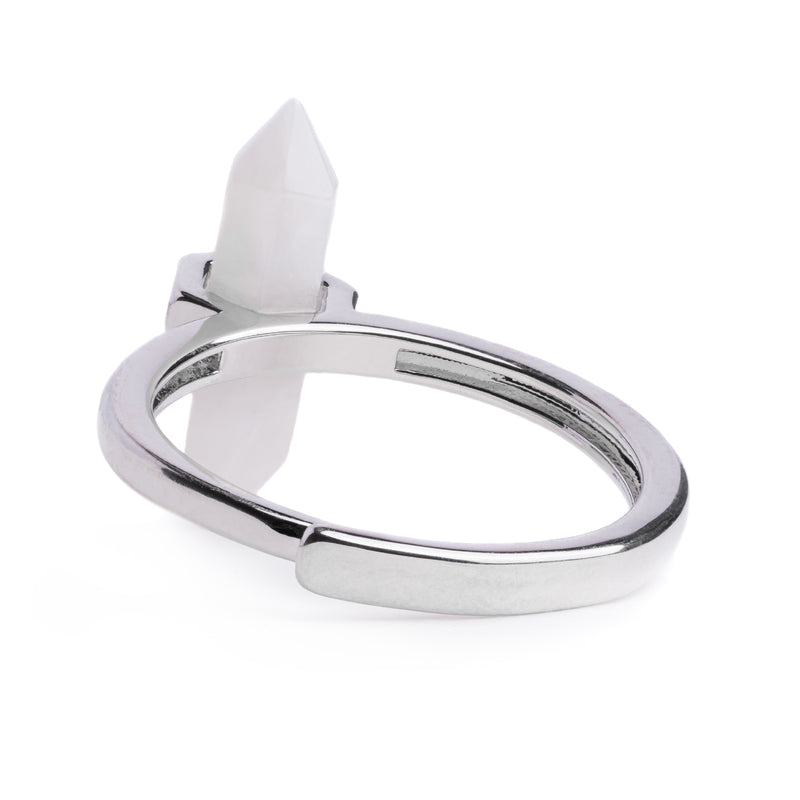 Bague argent & cristal de pierre de lune blanche