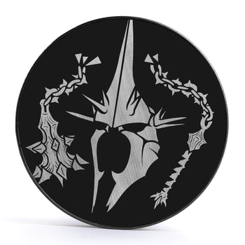 Witch King, Brushed Silver & Black Inlay Screwback Black Steel Ear Stretching Plug