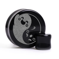Plug / Gauge Fantômes Yin-Yang - Verre noir | Face plate double évasé