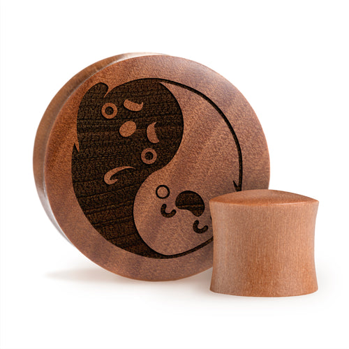 Yin-Yang Ghosts Plug / Gauge - Saba Wood | Convex Double Flare