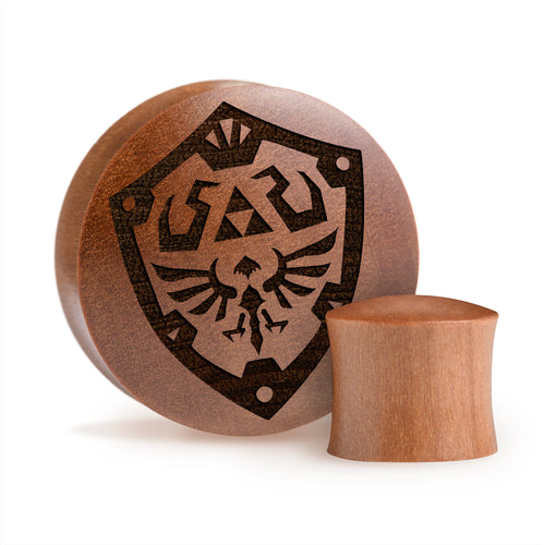 Zelda Hylian Shield Plug - Saba Wood | Convex Double Flare