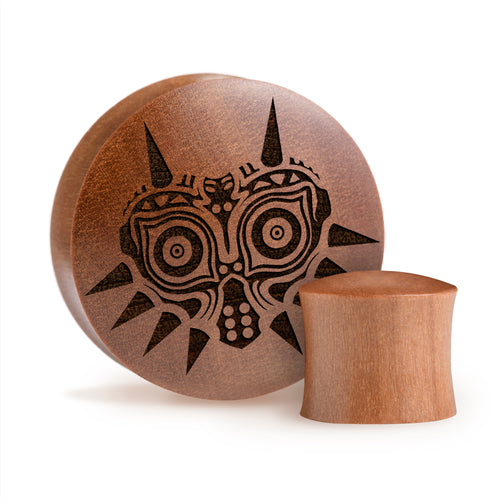 Zelda Majoras Mask Plug - Saba Wood | Convex Double Flare