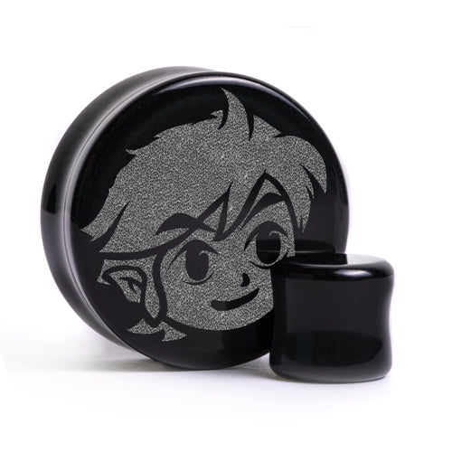Zelda Toon Link Plug / Gauge - Black Glass | Flat Faced Double Flare