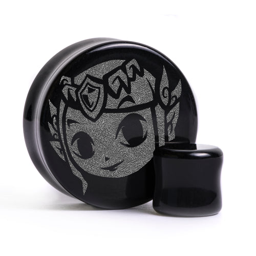Toon Zelda Plug / Gauge - Black Glass | Flat Faced Double Flare