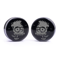 Plug / Gauge Bart zombie - Verre noir | Face plate double évasé