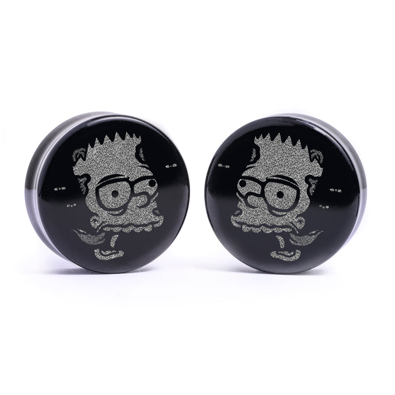 Plug / Gauge Bart zombie - Verre noir | Face plate double évasé