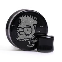 Plug / Gauge Bart zombie - Verre noir | Face plate double évasé