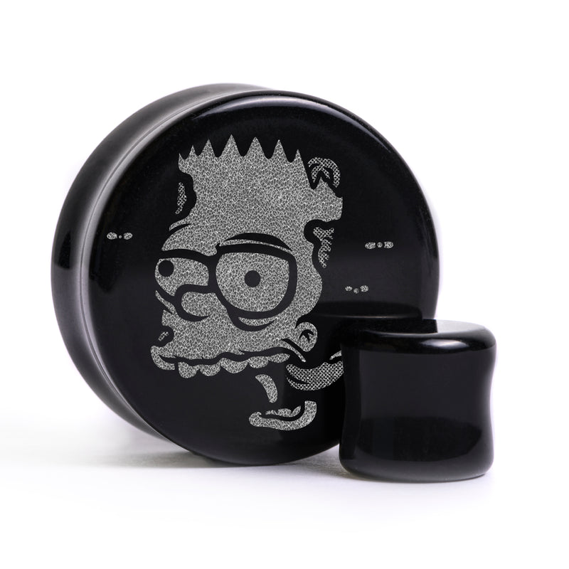 Plug / Gauge Bart zombie - Verre noir | Face plate double évasé