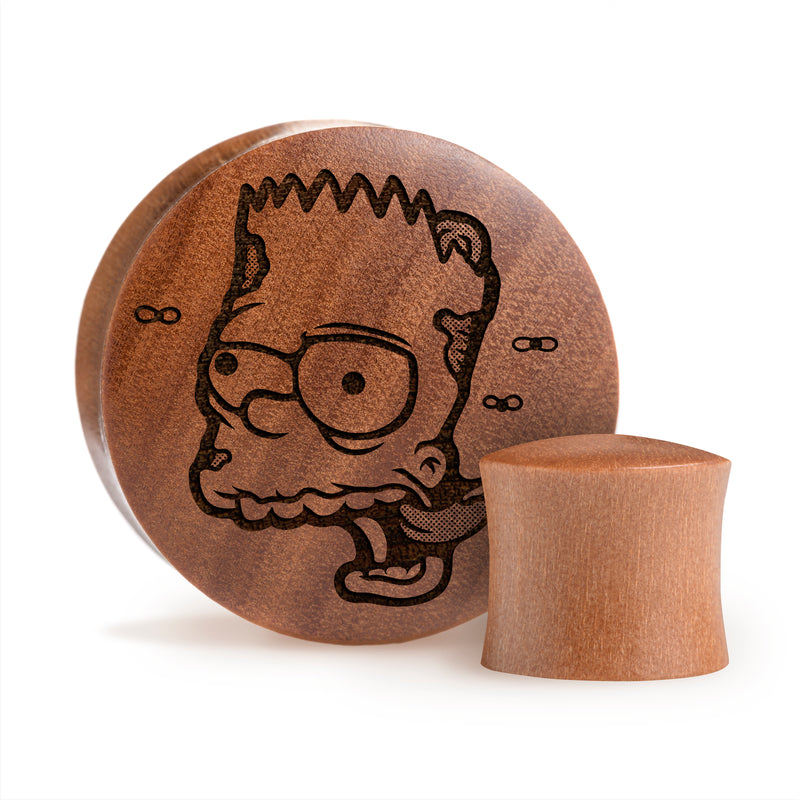 Plug / Gauge Bart zombie - Bois de Saba | Convexe double évasé