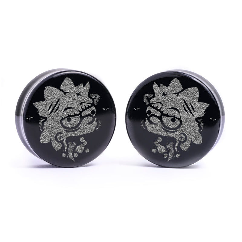 Plug / Gauge Lisa zombie - Verre noir | Face plate double évasé