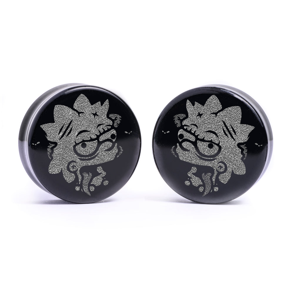 Zombie Lisa Plug / Gauge - Schwarzes Glas | Flach Gesichtiges Doppel Flare
