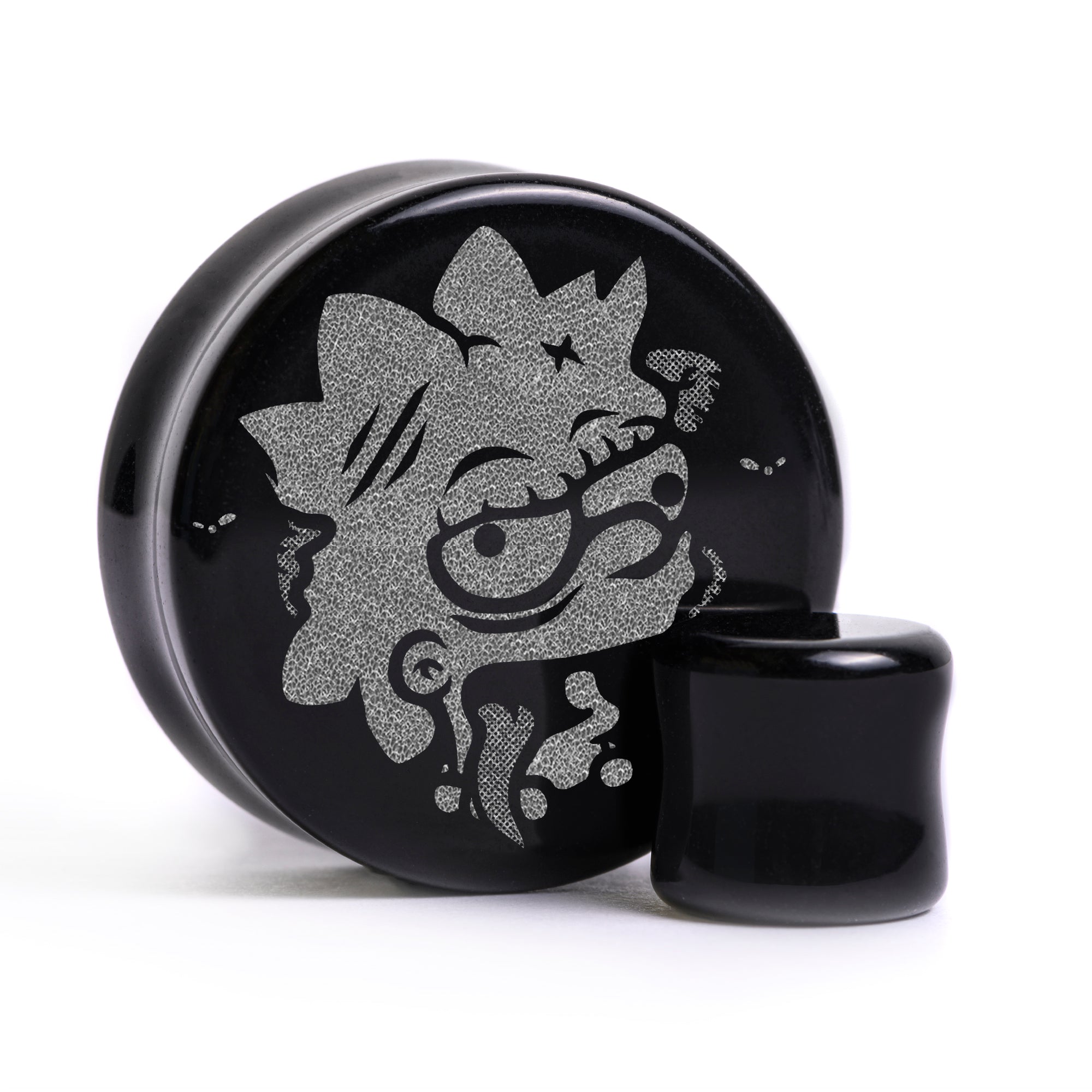 Zombie Lisa Plug / Gauge - Black Glass | Flat Faced Double Flare