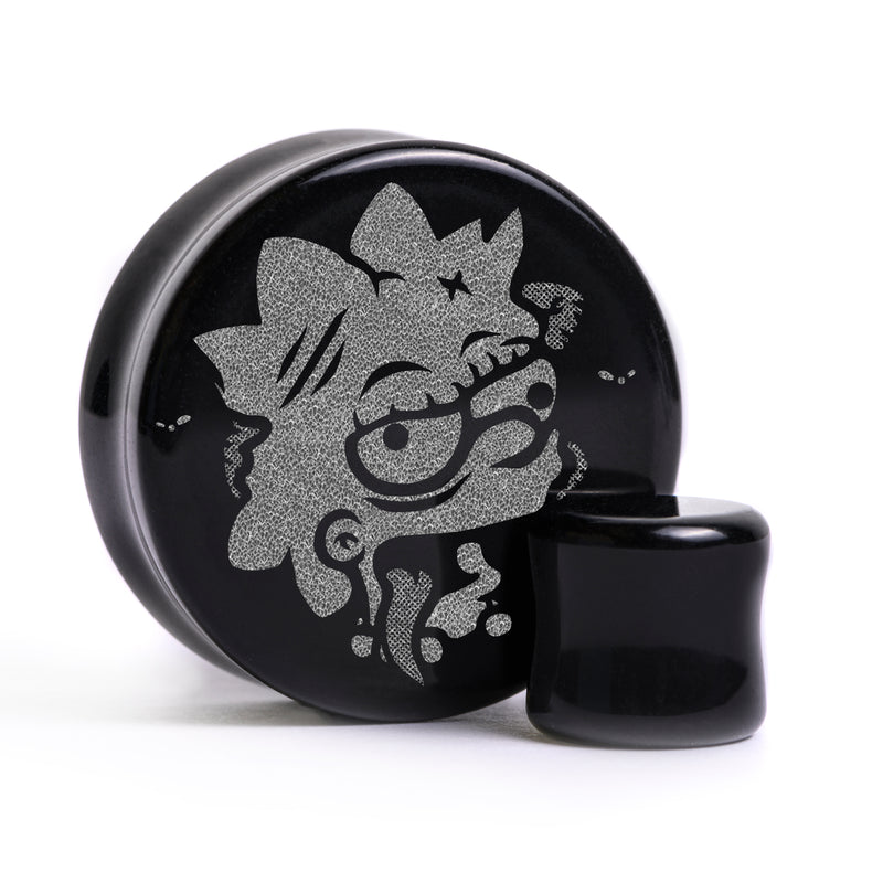 Plug / Gauge Lisa zombie - Verre noir | Face plate double évasé