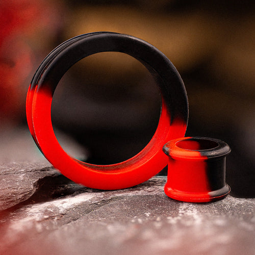 Marble Red & Black Silicone Ear Tunnel