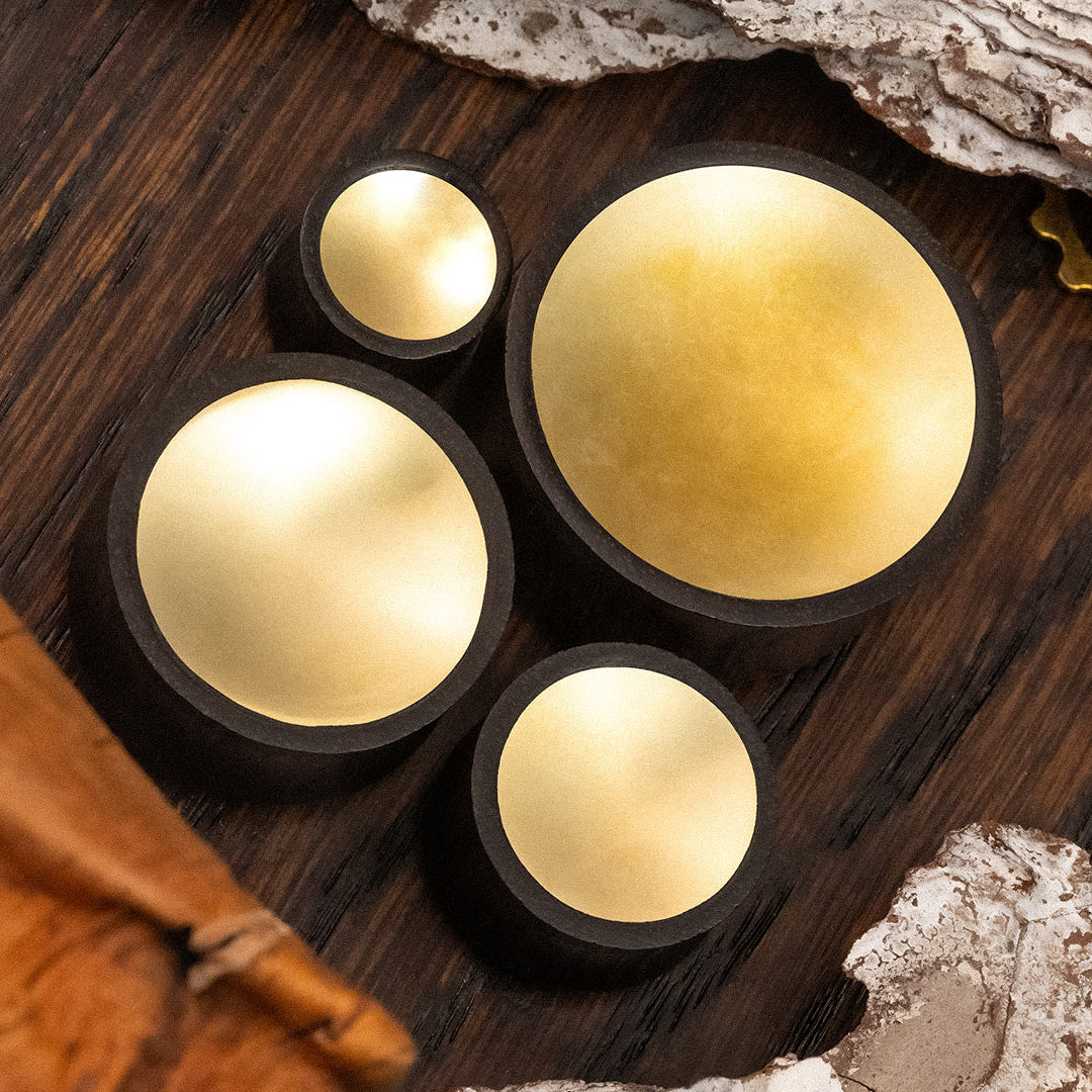 Sono And Yellow Brass Inlay Wood Ear Plug / Gauge