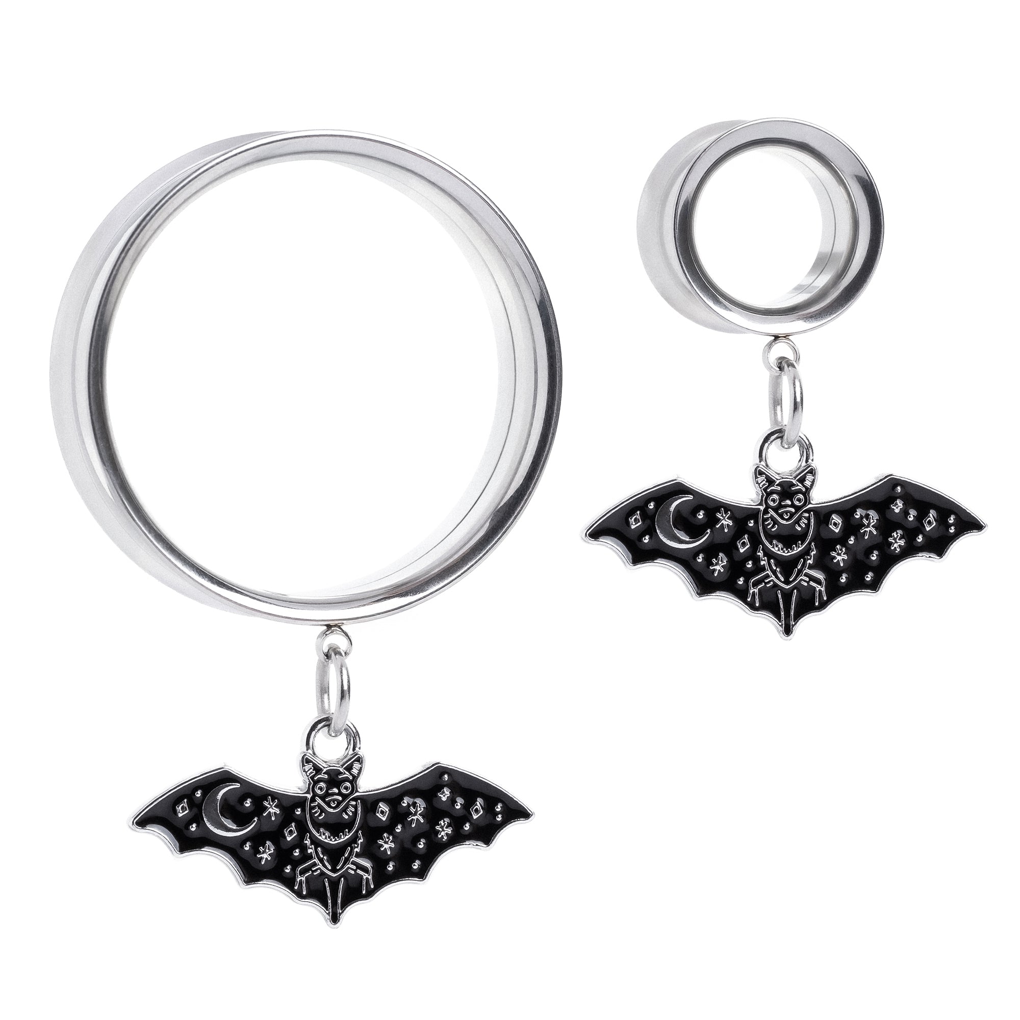 Cute Gothic Bat Double Flare Dangle Ear Tunnel / Plug / Gauge