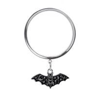 Mignon tunnel d’oreille / Plug / jauge à double flare avec pendentif chauve-souris gothique