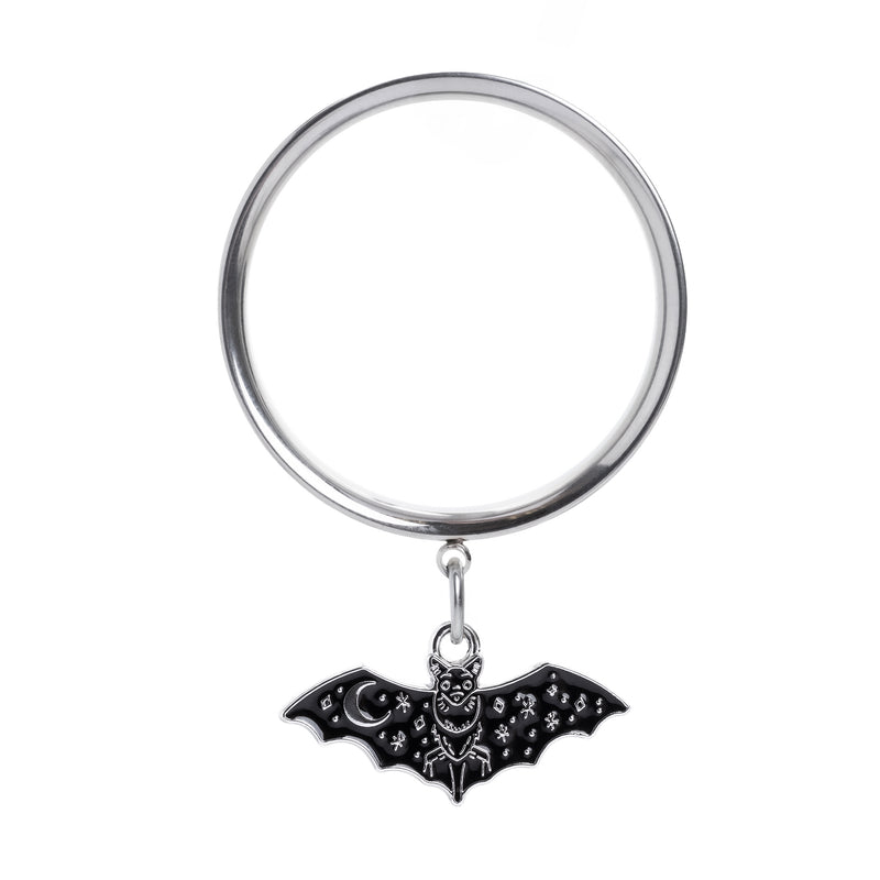 Mignon tunnel d’oreille / Plug / jauge à double flare avec pendentif chauve-souris gothique
