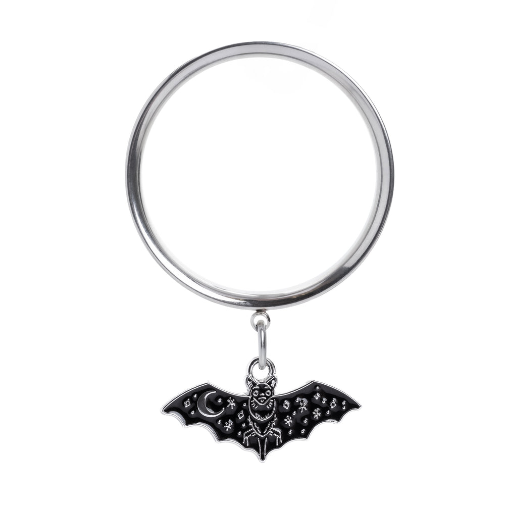 Cute Gothic Bat Double Flared Tunnel Dangle / Plug / Gauge - Metal Ear Plugs in 6mm (2g) - 30mm (1.18'') Gauge Sizes