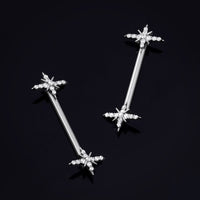 Barre de téton, argenté, design scintillant, sans filetage, titane, 1.6mm