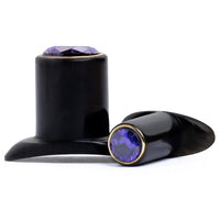 Labret violet serti de bijoux, Stretching, Plug pour lèvre avec dos en T
