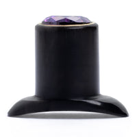 Labret violet serti de bijoux, Stretching, Plug pour lèvre avec dos en T