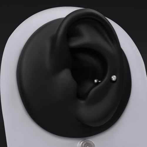 Snug Piercing Bar, Silver Jewelled, ASTM F-136 Titanium, Internally Threaded